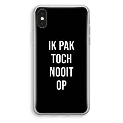 Ik pak nooit op - Zwart: iPhone XS Transparant Hoesje