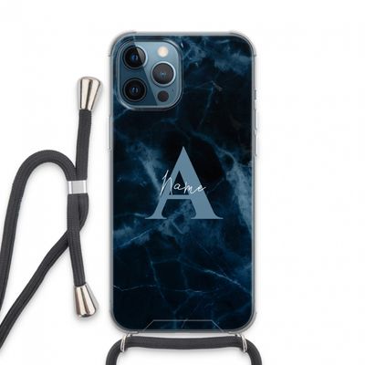 Midnight Marble: iPhone 13 Pro Max Transparant Hoesje met koord