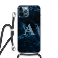 Midnight Marble: iPhone 13 Pro Max Transparant Hoesje met koord