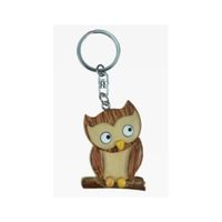 2x Houten sleutelhanger uil speelgoed