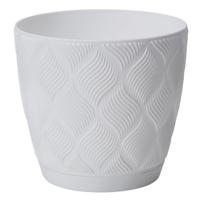 Form Plastic Plantenpot/bloempot New Age - kunststof - ivoor wit - D17 x H15 cm - met schotel   -