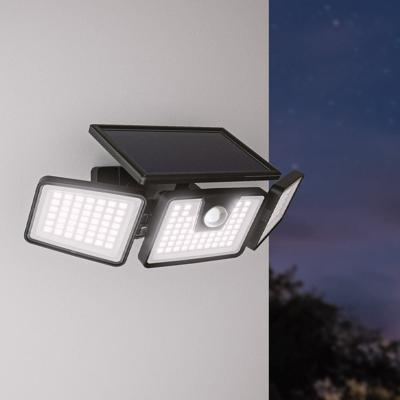 Edon - Solar Wandlamp met sensor - 6500K daglicht wit - Bewegingsmelder en Schemerschakelaar - IP44 waterdicht - Zwart