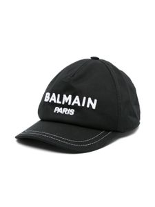 Balmain Kids casquette en coton à logo brodé - Noir