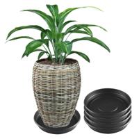 Planten onderschaal - 5x - antraciet - 43 cm - kunststof - bloempotonderzetter - plantenschaal