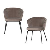 BePureHome Admit Eetkamerstoelen - Fluweel - Khaki - Set van 2