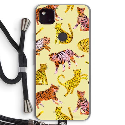 Cute Tigers and Leopards: Pixel 4a 5G Transparant Hoesje met koord