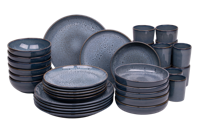 36 delige serviesset - 6 persoons - Amadora - blauw met aqua look - Portugees stoneware serviessets - thumbnail