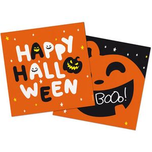 Halloween thema feest servetten - 20x - pompoen print - papier - 33 x 33 cm   -