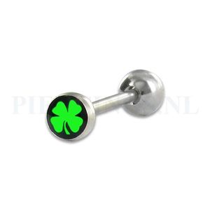 Tongpiercing logo Klavertje vier 6 mm bal