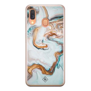 Samsung Galaxy A40 siliconen hoesje - Marmer blauw goud