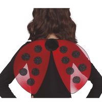 Verkleed vleugels lieveheersbeestje - rood/zwart - voor kinderen - Carnavalskleding/accessoires - thumbnail
