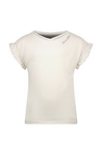 Like Flo Meisjes t-shirt metallic jersey met ruffel - Zilver