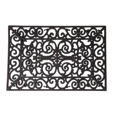 Esschert Design Deurmat - 2x - Rubber - schoonloopmat - zwart - klassieke print - 60 x 40 cm