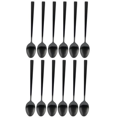 Dessertlepels - Lange Koffielepels - 12x - zwart - RVS - 18 cm - latte macchiato / snoirbet lepels