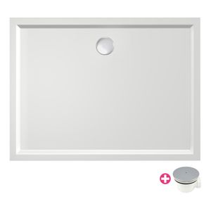 Douchebak Xenz Mariana | 150x100x4 cm | Incl.Afvoersifon-Chroom | Acryl | Rechthoekig | Wit glans