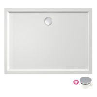 Douchebak Xenz Mariana | 150x100x4 cm | Incl.Afvoersifon-Chroom | Acryl | Rechthoekig | Wit glans