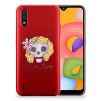 Silicone Back Case Samsung Galaxy A01 Boho Skull