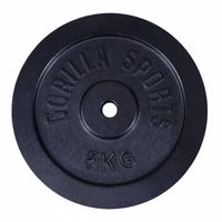 Gorilla Sports Gewichtsschijf - Halterschijf - 5 kg - Gietijzer Zwart - 31 mm - thumbnail