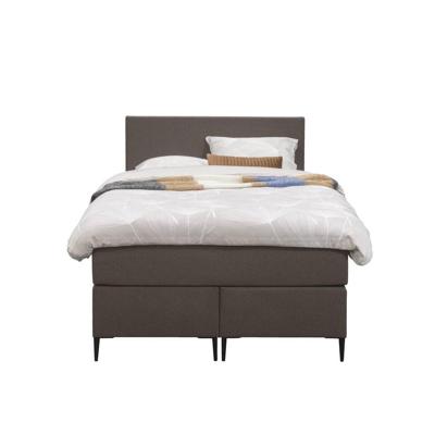 Leen Bakker - Boxspring Liv Egaal - Donker - 120x200 Cm - Slanke Poot - Stof - Bruin