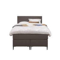 Leen Bakker - Boxspring Liv Egaal - Donker - 120x200 Cm - Slanke Poot - Stof - Bruin