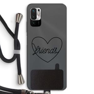 Friends heart black: Xiaomi Redmi Note 10 5G Transparant Hoesje met koord