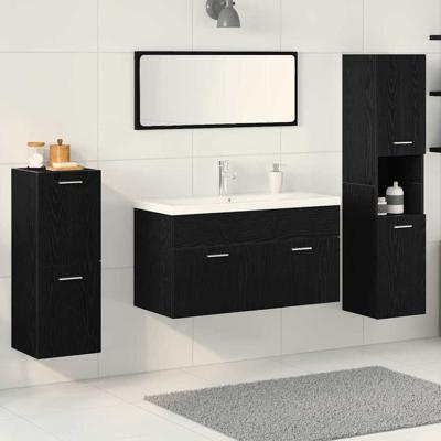 Badkamermeubelset met opslag 5 pcs Zwart Eiken 30 x 30 x 130 cm