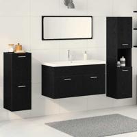 Badkamermeubelset met opslag 5 pcs Zwart Eiken 30 x 30 x 130 cm