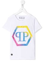 Philipp Plein Junior t-shirt à logo strassé - Blanc