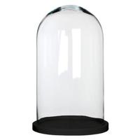 Mica Decorations Stolp Hella - zwart - glas en eikenhout - 23 x 38 cm