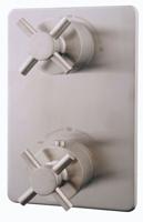 Wiesbaden Cross afbouwdeel inbouwthermostaat 2 weg geborsteld staal