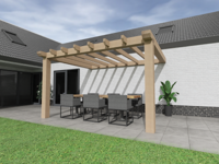 Aanbouw Veranda Douglas 3000mm diep - 200mm balken - fijn bezaagd