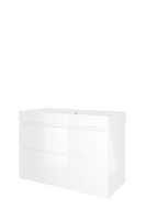 Proline polystone Loft badmeubelset met wastafelonderkast met 2 asymmetrische lades en polystone wastafel zonder kraangat 100 x 70 x 46 cm, glanzend