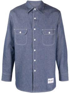 Moorer logo-patch cotton shirt - Bleu