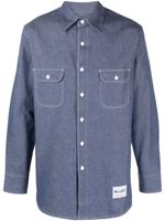 Moorer logo-patch cotton shirt - Bleu