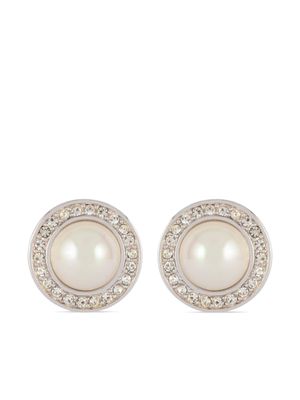 Christian Dior Pre-Owned boucles d'oreilles à ornements en cristal pre-owned (années 1970) - Argent