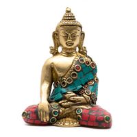 Boeddha Beeld Shakyamuni met Mozaïek Decoratie (7 cm) - thumbnail