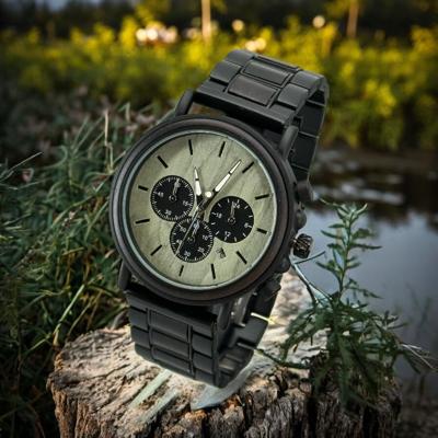 TimberWood Obsidian™ - Chronograaf Herenhorloge van Zwart (licht uurwerk)