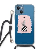 Zwart-wit cactus: iPhone 13 Transparant Hoesje met koord