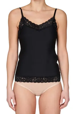 31912 Secrets dames hemd kant - Spaghetti bandjes - Kanten Naadloos dames hemd microfiber - lingerie top