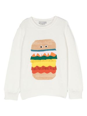 Stella McCartney Kids pull Veggie Burger en maille intarsia - Blanc
