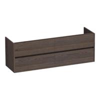 Brauer Adore - Onderkast - 160 cm - met 4 Softclose Lades Greeploos en 2 Sifon Uitsparingen - Lamellen Eiken Zwart