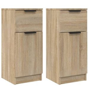 vidaXL Dressoirs 2 st 30x30x70 cm bewerkt hout sonoma eikenkleurig