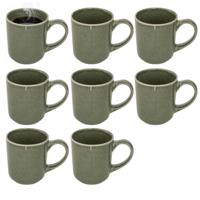 Secret de gourmet Koffiemok - 8x - olijfgroen - keramiek - 420 ml - beker