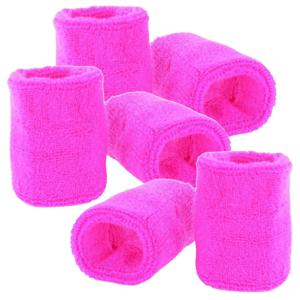 Pols zweetbandjes neon roze - voor volwassenen - 6x stuks