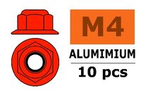 Zelfborgende zeskantmoer M4, met flens "Rood", Aluminium (10st) - thumbnail