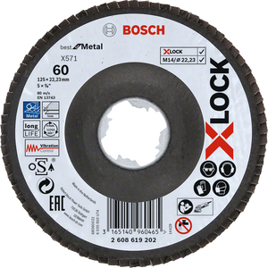 Bosch Accessoires X-LOCK Lamellenschijf Best for Metal schuin, glasvezel, Ø125mm, G 60, X571 - 1 stuk(s) - 2608619202