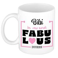 Naam mok Bibi - wit - Fabulous - keramiek - 300 ml - cadeau collega beker