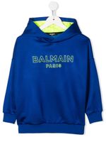 Balmain Kids hoodie à logo brodé - Bleu