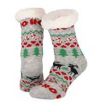 Apollo Dames Home Socks Kerst Huissokken Kerstsokken Grijs
