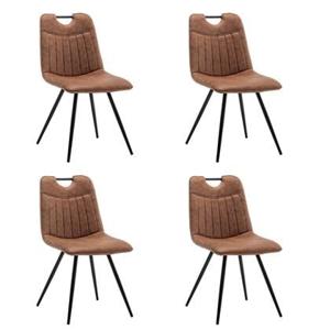 Furnihaus Eetkamerstoel Leon Microvezel Cognac Set van 4